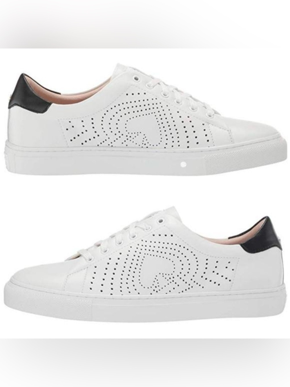 Kate Spade Ashlyn Heart Sneakers Womens 9 White Leather Perforated Low Top